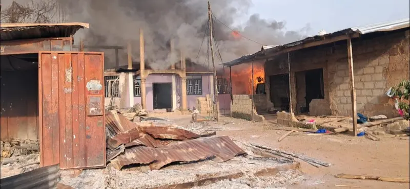 Over 20 displaced as fire destroys wooden structures and church building at Konongo