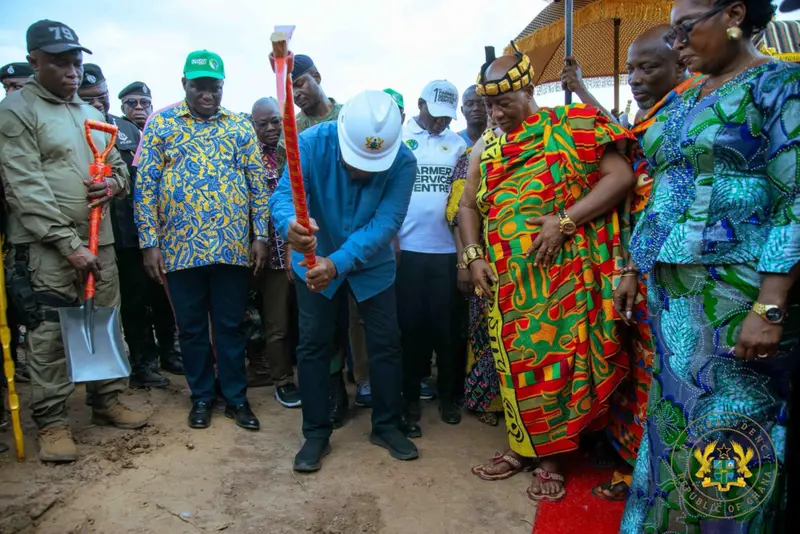 President Mahama cuts sod for Ghana's first Farmer Services Centre at Afram Plains