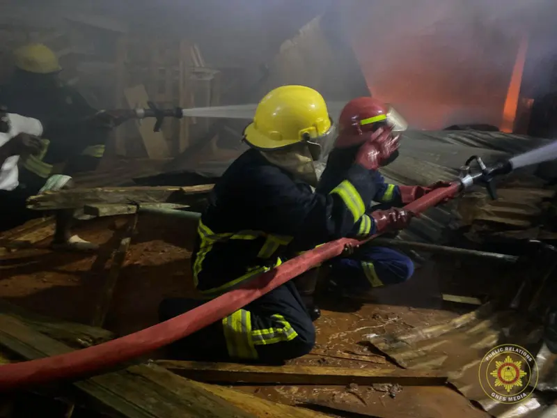 Fire destroys two containers , goods at Mankessim