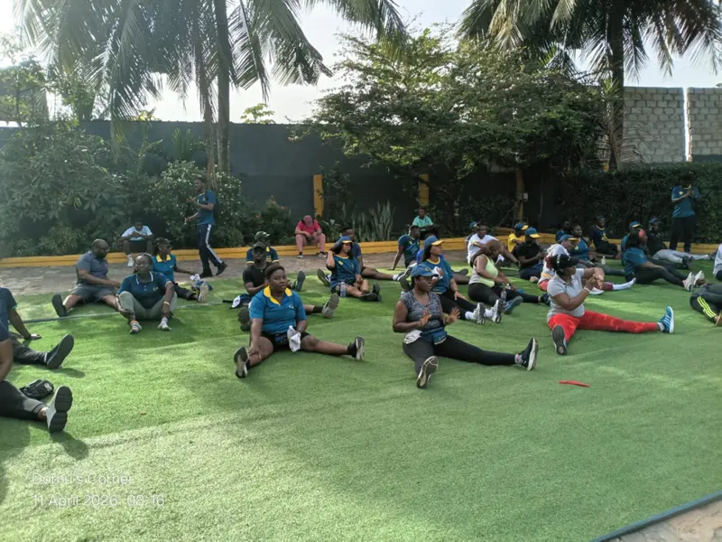 MTN Momo staff walk to promote wellness and fitness