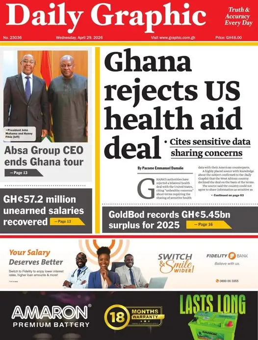 Newspaper headlines: Wednesday, April 29, 2026
