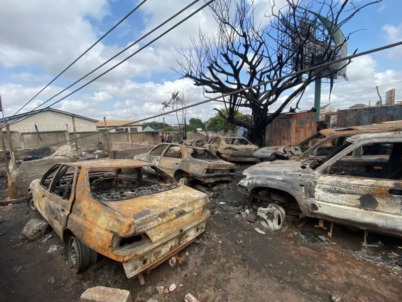 Over 100 motorbikes, 10 cars and 15 containers destroyed as fire guts fitting shops in Kumasi