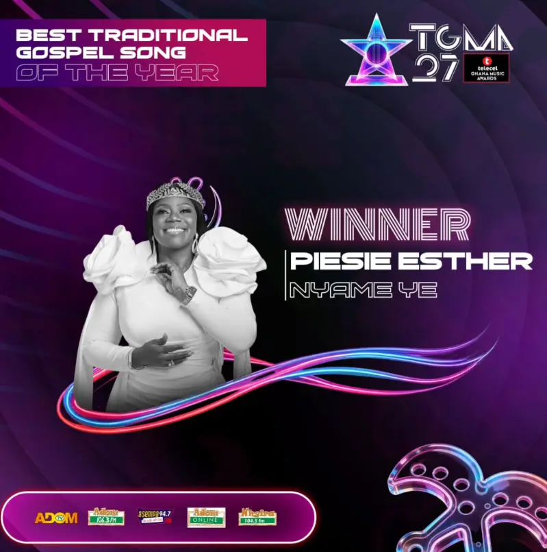TGMA 27: Piesie Esther clinches Best Traditional Gospel Song with 'Nyame Ye'
