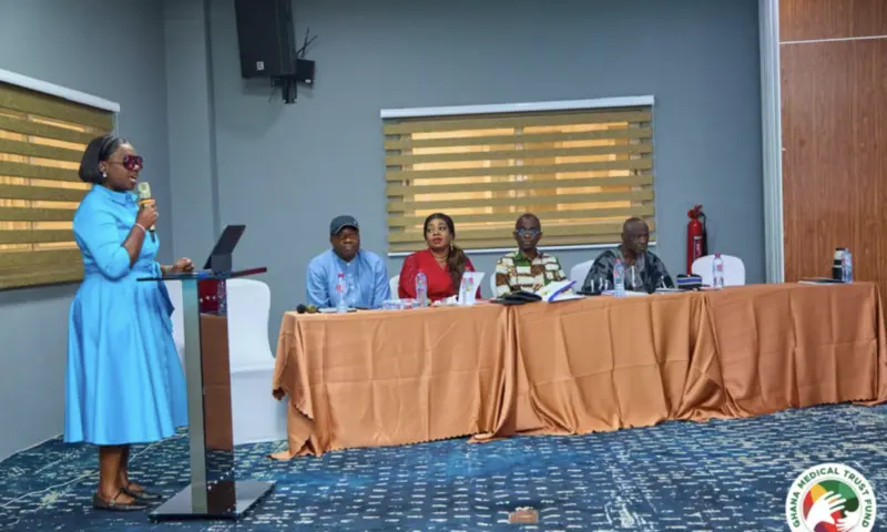GMTF administrator Obuobia Darko-Opoku briefs Majority caucus on Fund's life-saving impact