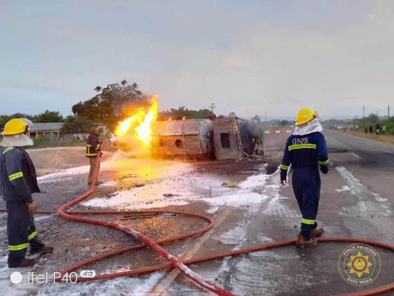One killed as diesel tanker bursts into flames at Asutuare Junction