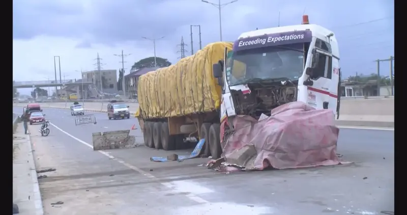 Faulty MAN diesel truck causes multiple accidents on Amasaman-Nsawam road