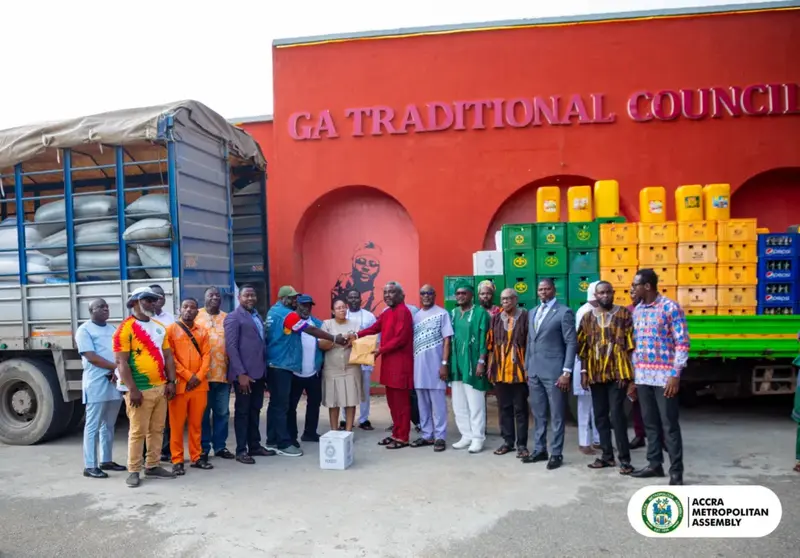 Greater Accra Minister, Accra Mayor present Mahama's Homowo donation to Ga Traditional Council