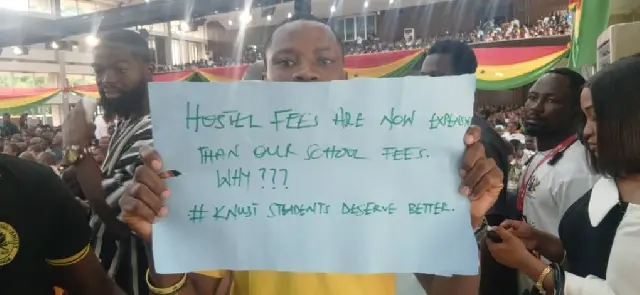 KNUST students protest high hostel fees, demand urgent government intervention