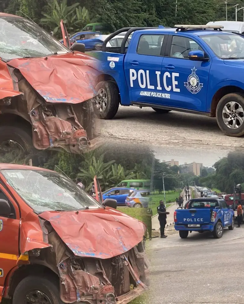 Trotro crashes into police vehicle carrying suspects on KNUST campus; several injured