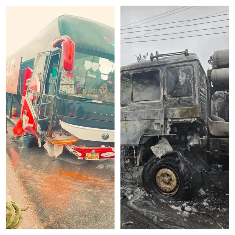 VIP bus crashes at Fise as trailer catches fire at McCarthy Hill
