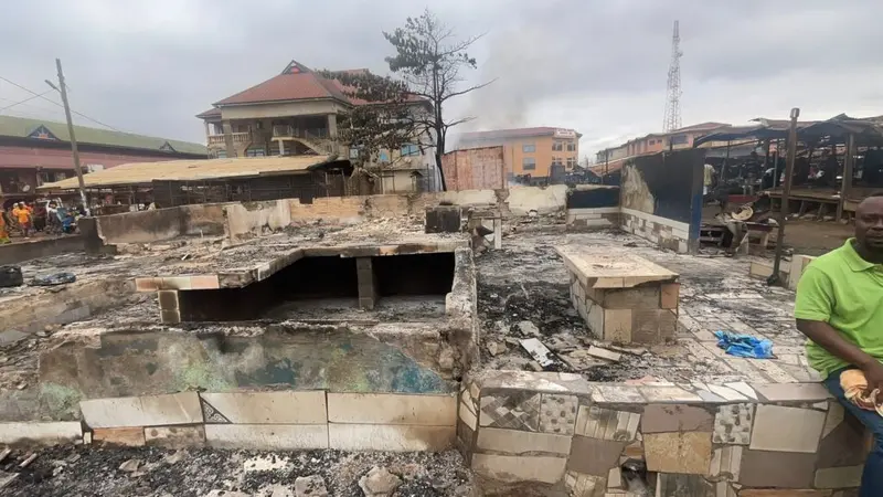 Traders count losses after fire destroys shops at Morro Market in Kumasi
